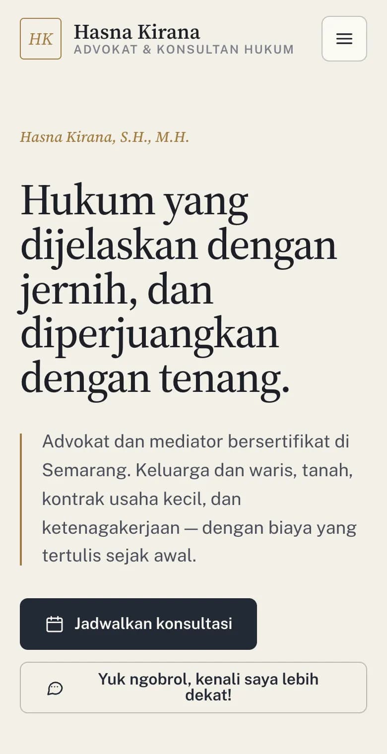 Hasna Kirana, tampilan HP