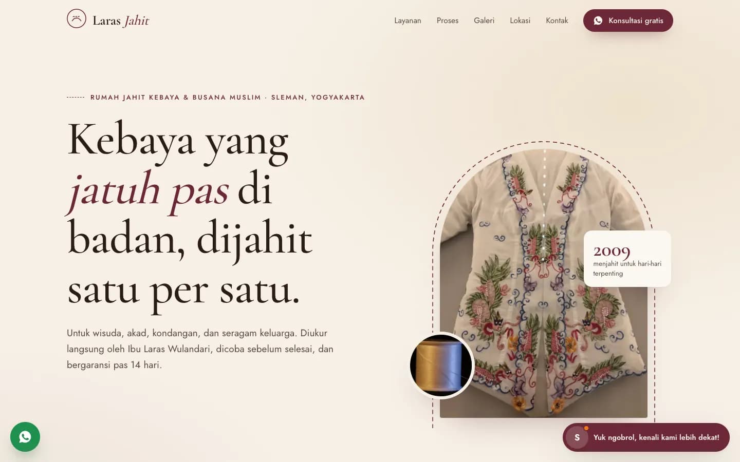 Laras Jahit, tampilan komputer