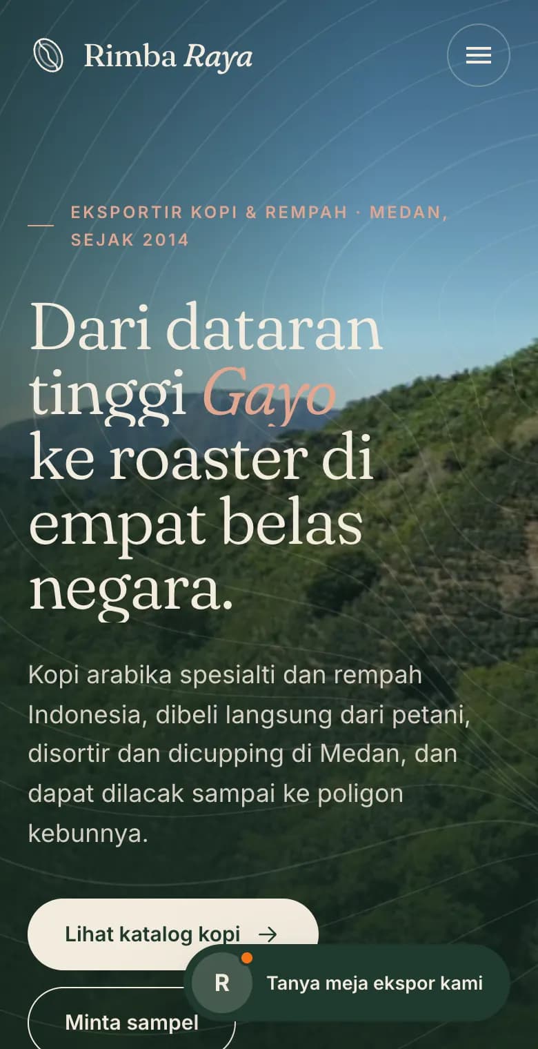 Rimba Raya Agro, tampilan HP
