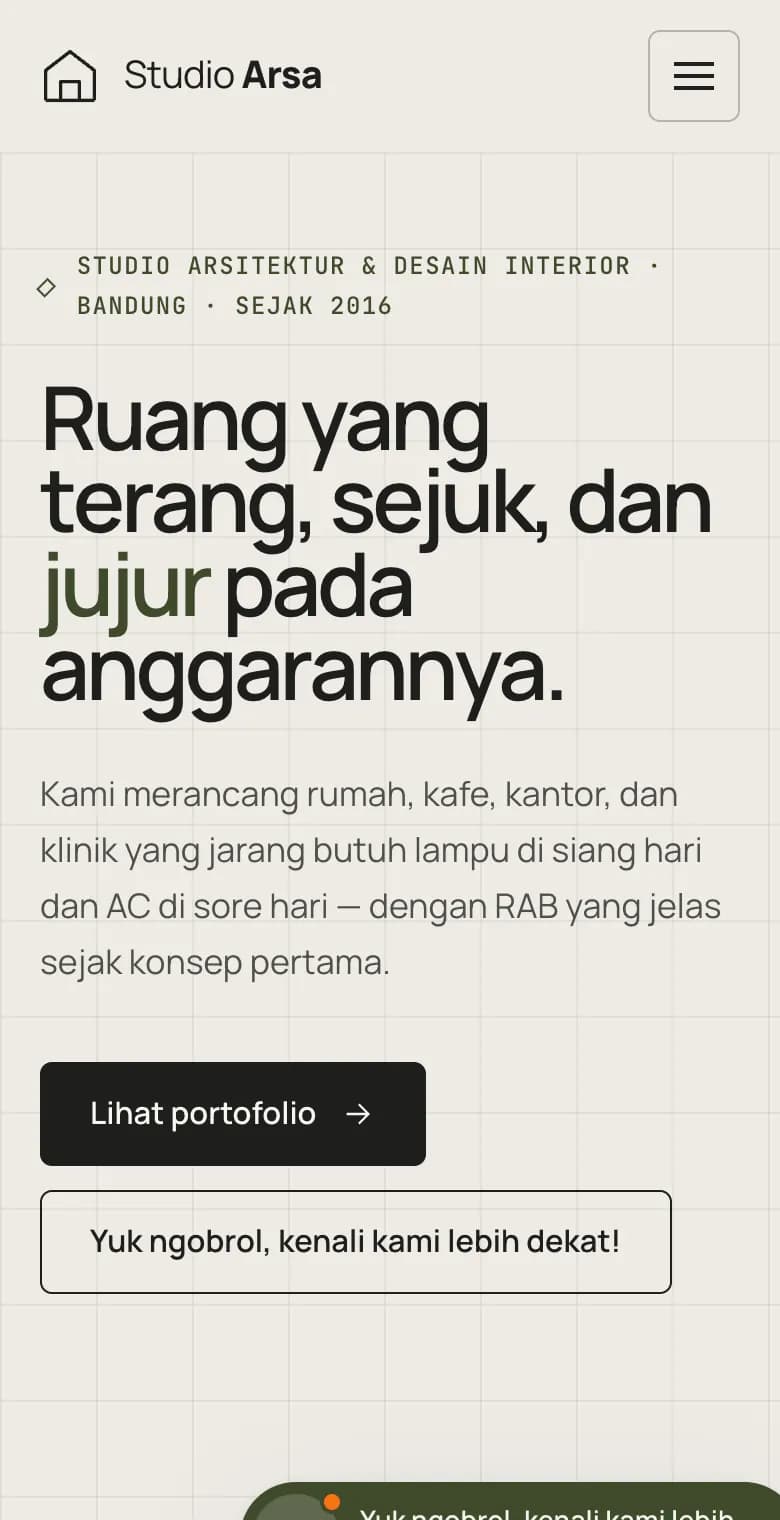 Studio Arsa, tampilan HP
