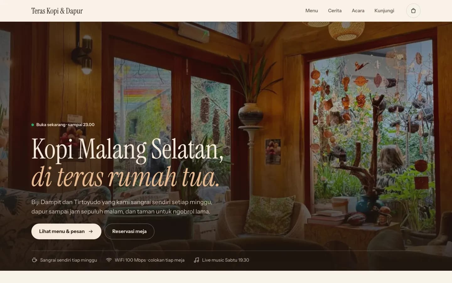 Teras Kopi & Dapur, tampilan komputer